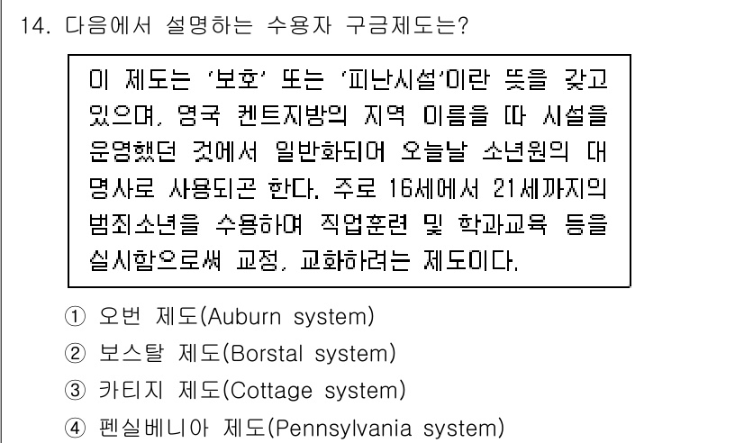 9급_국가직_공무원_교정학개론 2020년 14번 - 주어진 설명은 '보호' 또는 '핀난시설'을 언급하며, 범죄소년을 대상으로... 에 관한 핵심 기출문제