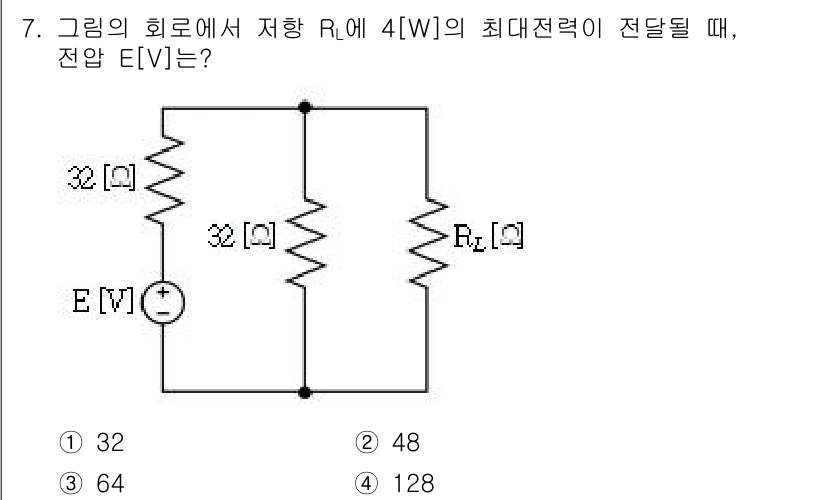 9급_국가직_공무원_전기이론 2020년 7번 - 주어진 회로에서 최대 전력을 전달받기 위해서는 로드 저항 R_L이 나머지... 에 관한 핵심 기출문제