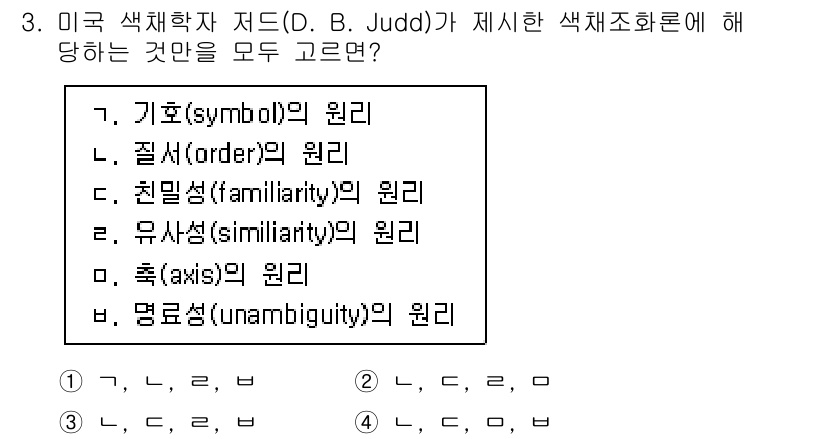 9급_국가직_공무원_조경학 2020년 3번 - 저드(D. B. Judd)의 색채조화론에서는 색채의 원리를 이해하는 데 ... 에 관한 핵심 기출문제