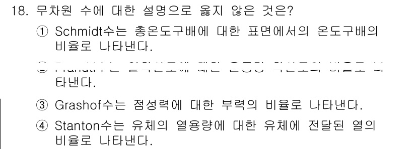9급_국가직_공무원_화학공학일반 2020년 18번 - Schmidt수는 유체의 점성에 대한 특정 조건에서의 거동을 나타내지 않... 에 관한 핵심 기출문제