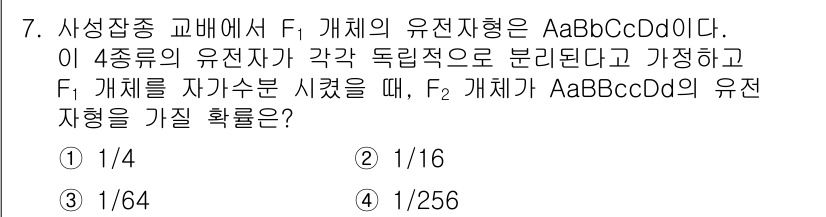 9급_지방직_공무원_서울시_생물 2020년 7번 - 해당 자격증의 핵심 개념을 묻는 객관식 문제