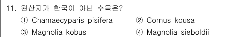 9급_지방직_공무원_서울시_조경학 2020년 11번 - 정답은 '1'번입니다. 'Chamaecyparis pisifera'는 일... 에 관한 핵심 기출문제