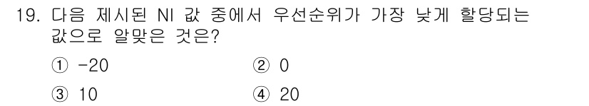 리눅스마스터_2급 2020년 19번 - 주어진 문제는 N/I 값에서 우선순위가 가장 낮게 할당되는 값을 찾는 것... 에 관한 핵심 기출문제