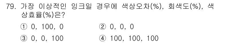 인쇄설계기사 2015년 79번 - 이 문제는 색상의 혼합 및 출력에서의 효율성을 묻고 있습니다. "가장 이... 에 관한 핵심 기출문제