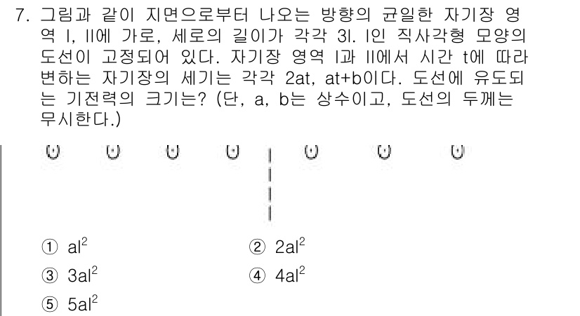 변리사_1차(3교시) 2020년 7번 - 주어진 문제는 자기장 영역 내에서의 기전력 크기를 구하는 내용입니다. 두... 에 관한 핵심 기출문제