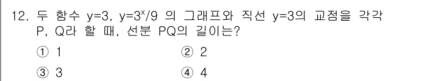 9급_지방직_공무원_수학 2015년 12번 - 주어진 함수 \( y = 3 \)는 수평선이고, \( y = \frac{... 에 관한 핵심 기출문제
