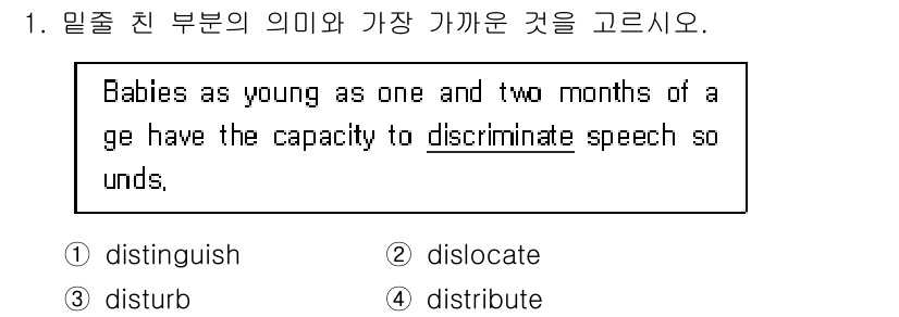 9급_지방직_공무원_영어 2015년 1번 - ‘Discriminate’의 의미는 ‘구별하다’ 또는 ‘구분하다’입니다.... 에 관한 핵심 기출문제