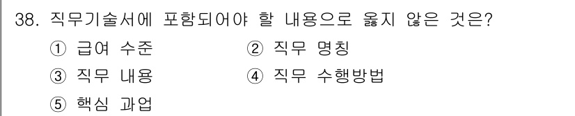 사회복지사_1급(3교시) 2021년 38번 - '직무기술서'는 특정 직무의 역할과 책임, 요구되는 기술 및 자격 요건을... 에 관한 핵심 기출문제