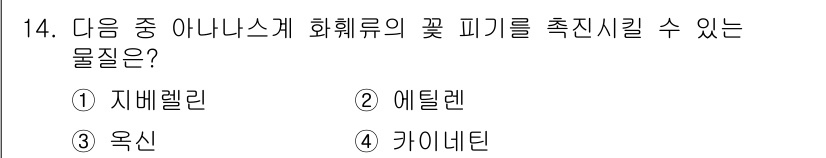 시설원예기사 2021년 14번 - 아나나스계 화훼류의 꽃 피기를 촉진하기 위해서는 에틸렌이 중요한 역할을 ... 에 관한 핵심 기출문제