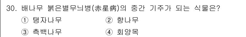 시설원예기사 2021년 30번 - 배나무 붉은별무늬병의 중간 기주로는 향나무가 알려져 있습니다. 이 병은 ... 에 관한 핵심 기출문제