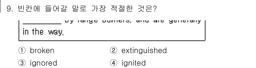 소방공무원(경력)_생활영어(구) 2021년 9번 - 빈칸에 들어갈 가장 적절한 단어는 'ignited'입니다. 문맥상 화재와... 에 관한 핵심 기출문제