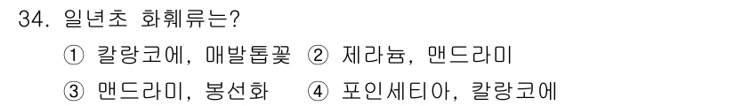 농산물품질관리사_1차 2021년 34번 - 일년초 화훼류는 생애 주기가 1년인 식물로, 주로 봄이나 여름에 심고 가... 에 관한 핵심 기출문제