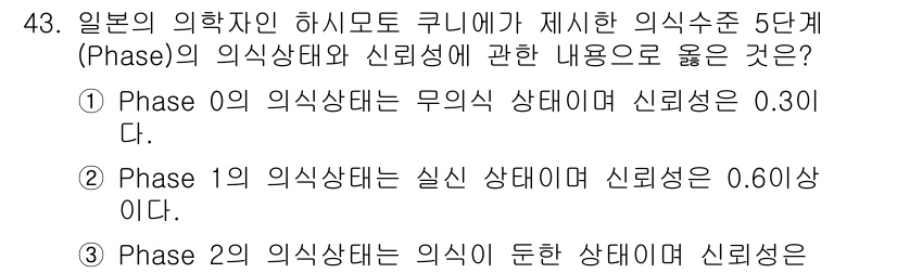 산업안전지도사 2021년 43번 - 해당 자격증의 핵심 개념을 묻는 객관식 문제