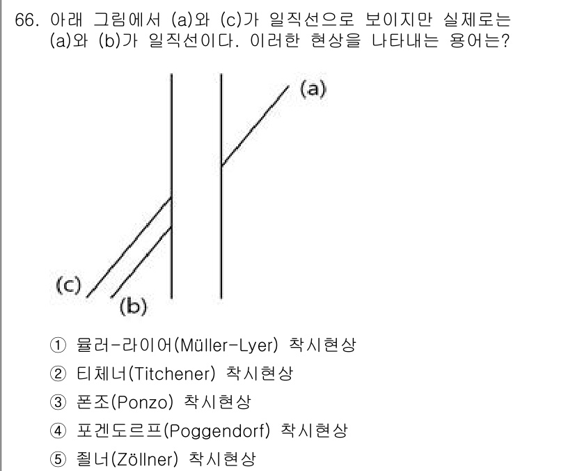 산업안전지도사 2021년 68번 - 주어진 그림에서 (a)와 (c)는 평행하게 보이지만 실제로는 그렇지 않으... 에 관한 핵심 기출문제