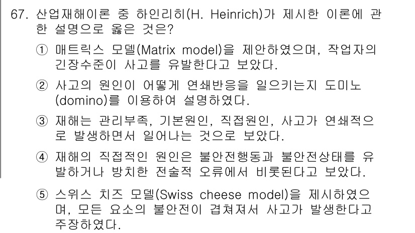 산업보건지도사 2021년 67번 - 해당 자격증의 핵심 개념을 묻는 객관식 문제