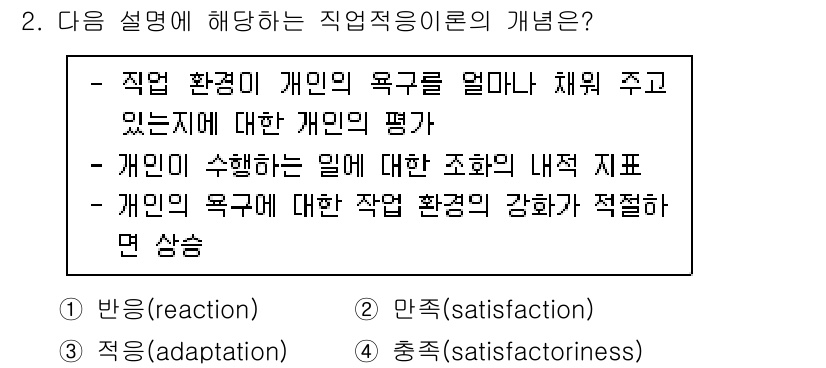 9급_국가직_공무원_직업상담심리학개론 2021년 2번 - 주어진 설명은 개인의 직업 환경과 욕구의 조화 정도를 평가하는 내용을 담... 에 관한 핵심 기출문제