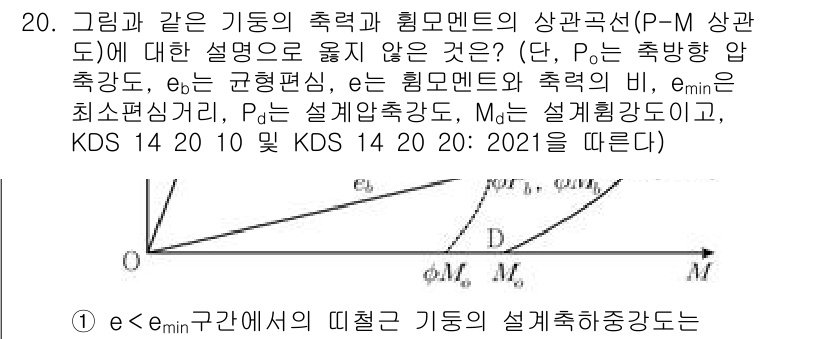 9급_국가직_공무원_토목설계 2021년 20번 - 정답 '1'은 "e... 에 관한 핵심 기출문제