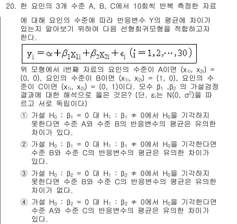 9급_국가직_공무원_통계학개론 2021년 21번 - 해당 자격증의 핵심 개념을 묻는 객관식 문제