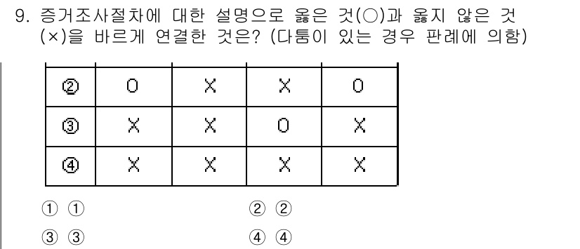 9급_국가직_공무원_형사소송법개론 2021년 9번 - 정답이 '4'인 이유는, 증거조사절차에서 설명이 올바른지의 기준에 따라 ... 에 관한 핵심 기출문제