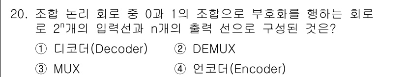 전파전자통신기사 2020년 20번 - 해당 자격증의 핵심 개념을 묻는 객관식 문제