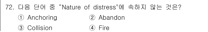 전파전자통신기사 2020년 73번 - "Nature of distress"는 긴급 상황의 본질을 지칭하며, 보... 에 관한 핵심 기출문제
