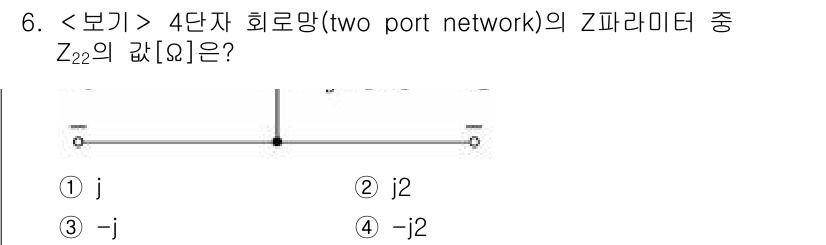 9급_지방직_공무원_서울시_전기이론 2021년 6번 - 주어진 문제에서 Z22의 값은 네트워크의 임피던스 특성에 따라 결정됩니다... 에 관한 핵심 기출문제