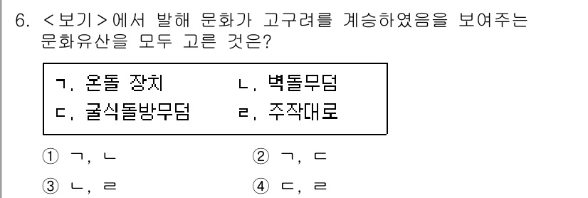 9급_지방직_공무원_서울시_한국사(유공자) 2021년 6번 - 정답이 '2'인 이유는 고구려의 문화와 관련된 유적 및 유물이 포함되어 ... 에 관한 핵심 기출문제