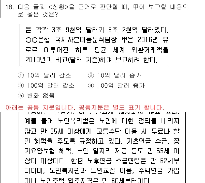 PSAT_상황판단 2021년 18번 - 해설: 문제에서 언급된 내용은 2010년 해외 평균 외환거래액을 기준으로... 에 관한 핵심 기출문제