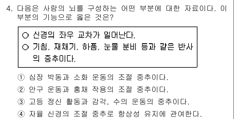9급_지방직_공무원_과학 2021년 4번 - 이 문제에서 '신경의 자율 교차가 일어난다'는 대답이 올바른 이유는, 자... 에 관한 핵심 기출문제