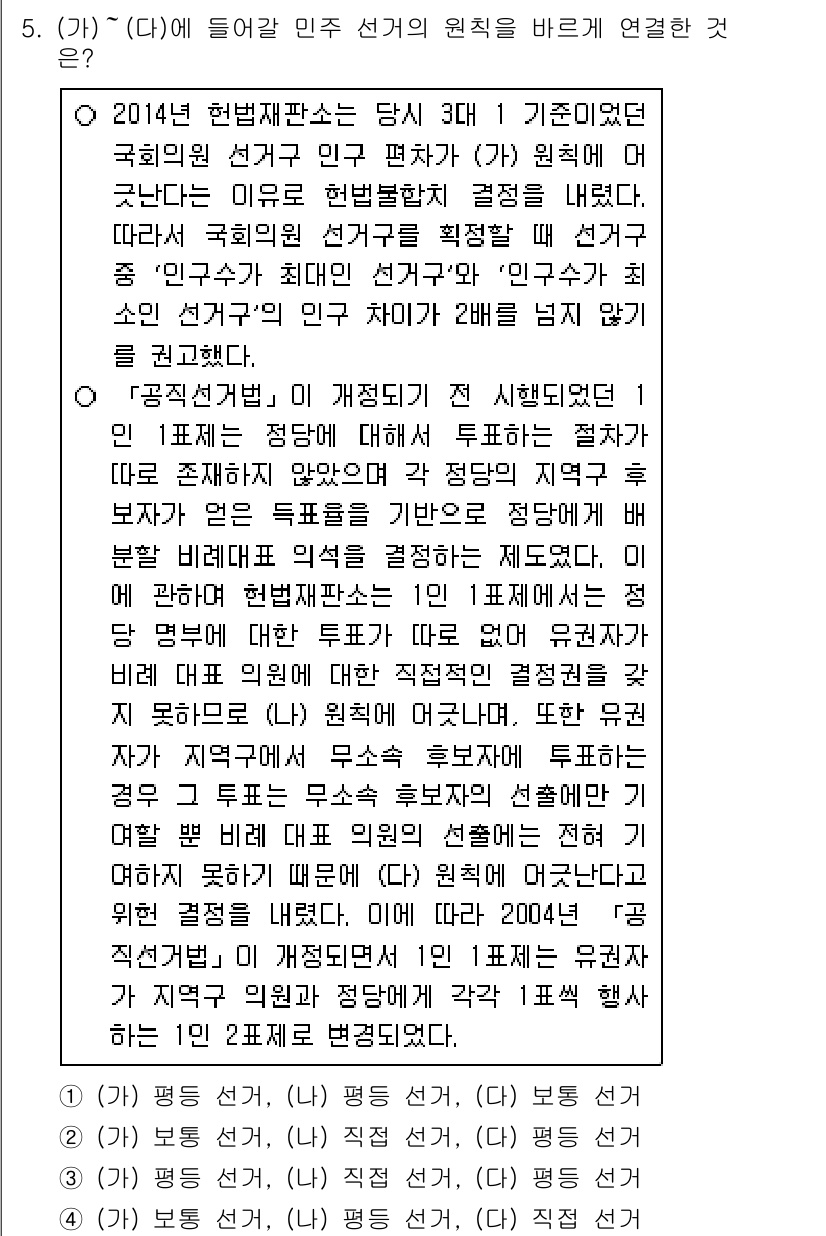 9급_지방직_공무원_사회복지학개론 2021년 5번 - 이 문제에서 정답인 '3'은 '직접 선거'를 나타내며, 이는 유권자가 직... 에 관한 핵심 기출문제