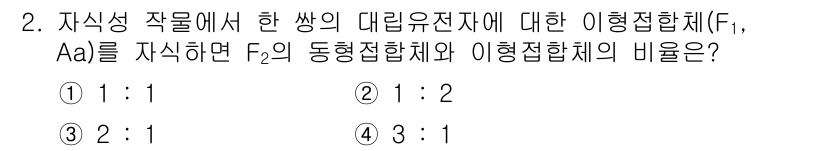 9급_지방직_공무원_식용작물 2021년 2번 - 이 문제는 자식 교배에서 발생할 수 있는 유전형 비율을 묻고 있습니다. ... 에 관한 핵심 기출문제