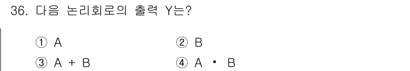 철도신호기사 2021년 36번 - 주어진 논리 회로의 출력 Y는 입력 A와 B의 AND 연산 결과입니다. ... 에 관한 핵심 기출문제