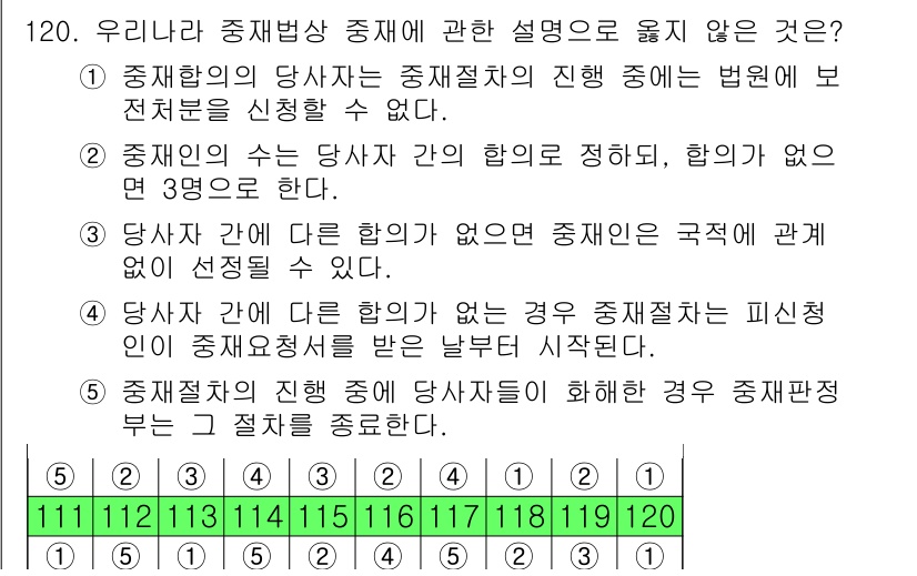 물류관리사_1교시 2021년 120번 - 정답인 이유: 중재합의의 당사자는 중재절차의 진행 중 법원의 개입을 요청... 에 관한 핵심 기출문제