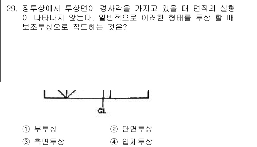 시각디자인기사 2021년 29번 - . 부턱투상

해설: 부턱투상은 면적이나 공간이 정사각형으로 표현되지 않... 에 관한 핵심 기출문제