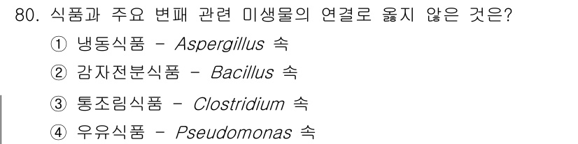식품안전기사 2021년 81번 - 정답은 3번 "통조림식품 - Clostridium 속"입니다. Clost... 에 관한 핵심 기출문제