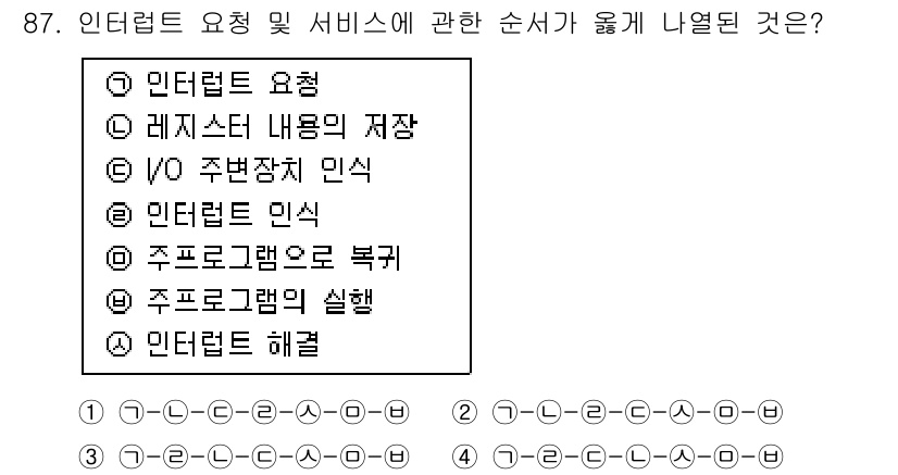 컴퓨터시스템기사(A형) 2021년 87번 - 정답 3번인 "주프로그램의 실행"이 올바른 이유는, 인터넷 요청에 대한 ... 에 관한 핵심 기출문제