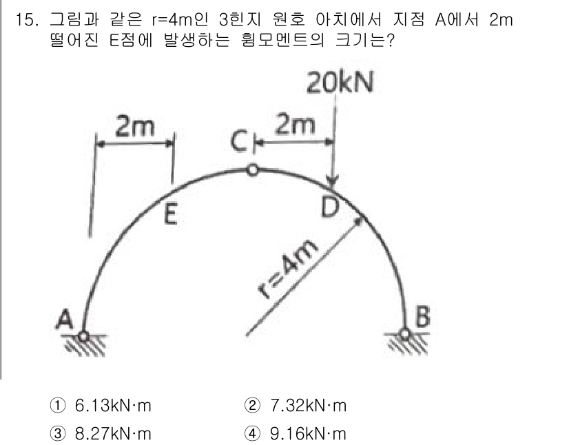 토목기사 2021년 15번 - 주어진 문제는 겉면의 구조물에 작용하는 하중과 관련된 것으로 보입니다. ... 에 관한 핵심 기출문제