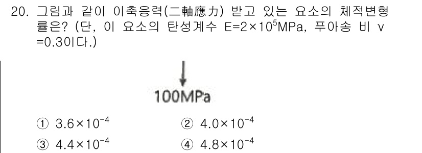 토목기사 2021년 20번 - 주어진 문제는 원형 단면이 일정한 축 방향 하중을 받을 때의 변형률을 구... 에 관한 핵심 기출문제
