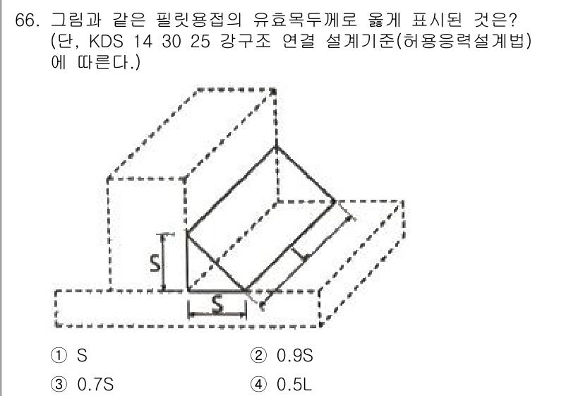 토목기사 2021년 66번 - 유효목두깨는 필릿 용접부의 크기에 따라 결정되며, 안전성과 구조적 강도를... 에 관한 핵심 기출문제
