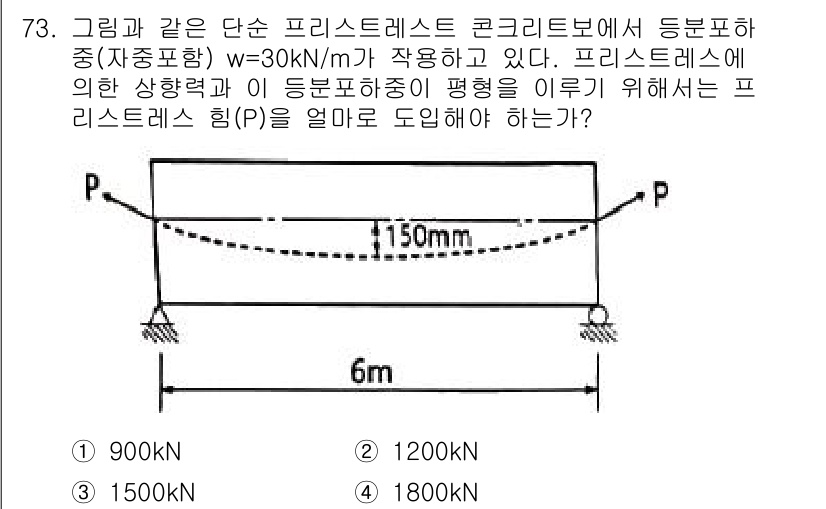 토목기사 2021년 73번 - 주어진 문제에서 단순 프리스탠스 콘크리트 보의 하중을 계산하기 위해서는 ... 에 관한 핵심 기출문제