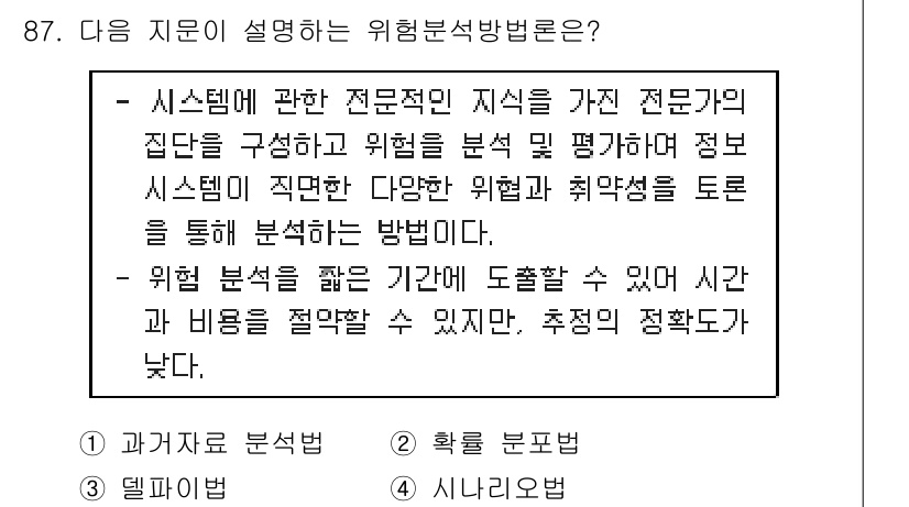 정보보안기사 2018년 87번 - 위협 분석은 시스템의 취약점을 식별하고 이를 통해 잠재적 위협을 평가하며... 에 관한 핵심 기출문제