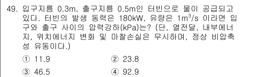 농업기계기사 2021년 50번 - 입구 압력강하(Venturi Effect)에 따라 유체의 속도 변화에 의... 에 관한 핵심 기출문제