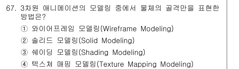 멀티미디어콘텐츠제작전문가 2021년 67번 - 해당 자격증의 핵심 개념을 묻는 객관식 문제