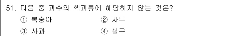 식물보호기사 2021년 51번 - 정답은 3. 사과입니다. 사과는 핵과류가 아닌 과일로 분류되며, 핵과류는... 에 관한 핵심 기출문제