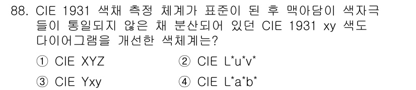 컬러리스트기사 2021년 88번 - 해당 자격증의 핵심 개념을 묻는 객관식 문제