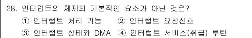 컴퓨터시스템기사(B형) 2021년 28번 - 해당 자격증의 핵심 개념을 묻는 객관식 문제