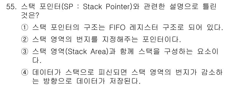 컴퓨터시스템기사(B형) 2021년 55번 - 해당 자격증의 핵심 개념을 묻는 객관식 문제