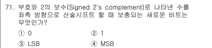 컴퓨터시스템기사(B형) 2021년 71번 - 해당 자격증의 핵심 개념을 묻는 객관식 문제