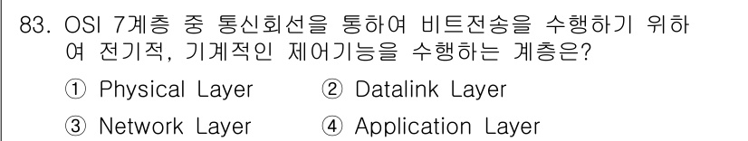 컴퓨터시스템기사(B형) 2021년 83번 - 해당 자격증의 핵심 개념을 묻는 객관식 문제
