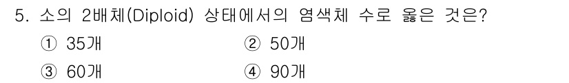 축산기사 2021년 5번 - 소의 2배체( diploid)는 60개의 염색체를 가지고 있습니다. 이는... 에 관한 핵심 기출문제